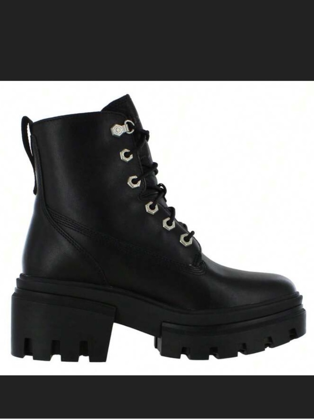 Timberland Women's Black Leather Lug Lace-Up Boots